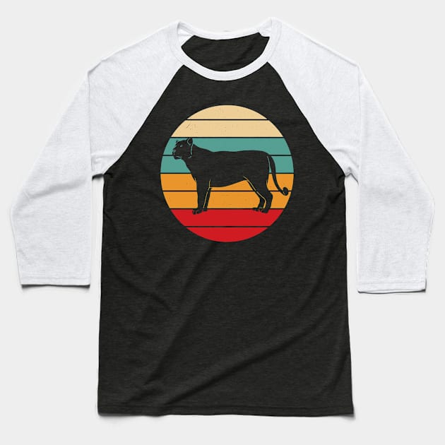 Lion Big Cat Retro Sunset Vintage African Animal Baseball T-Shirt by Foxxy Merch
